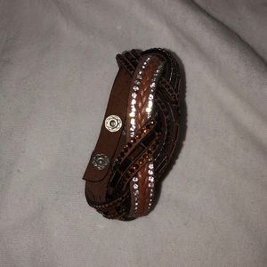 Braided leather beaded bracelet